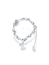 Elegant Gold Weave Chain Bracelet with Heart Charm