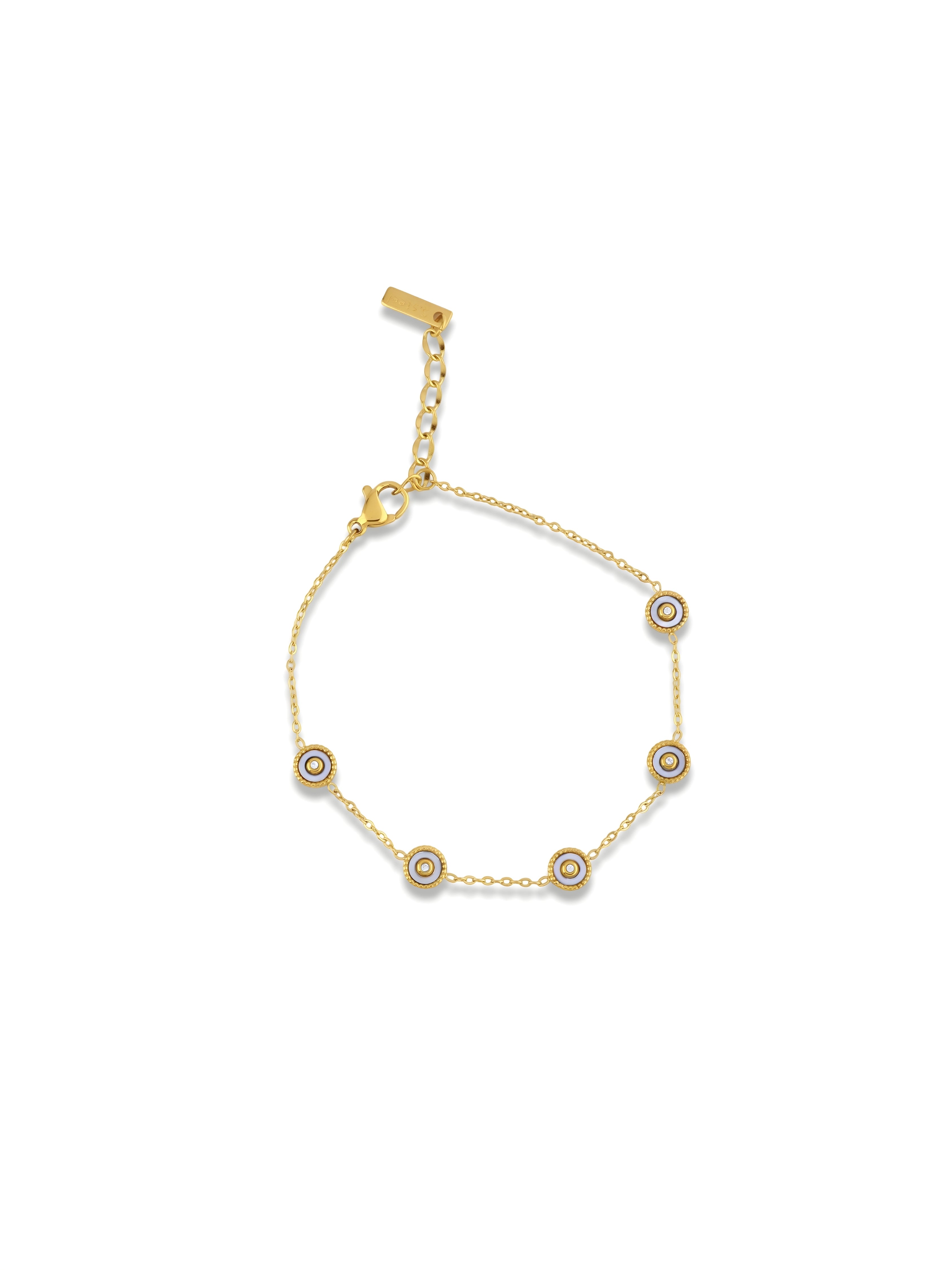 White Stone Charm Bracelet Gold Finish