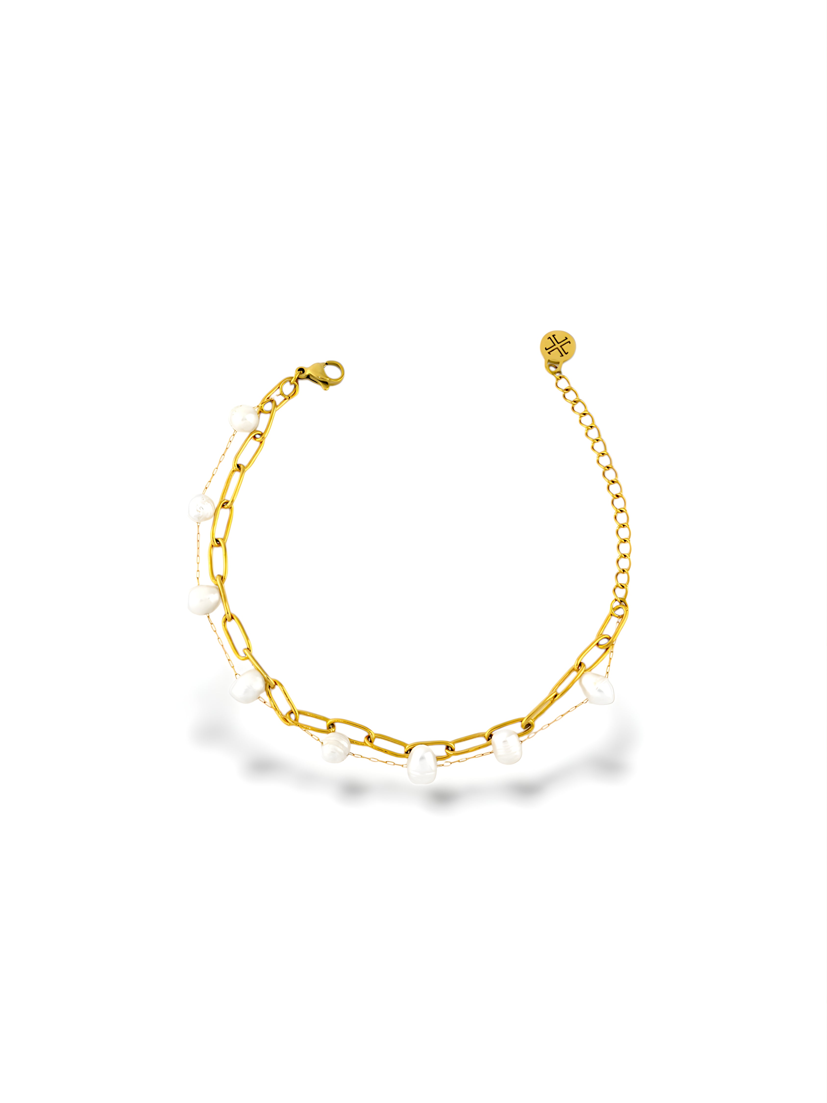 Paperclip Pearl Anklet
