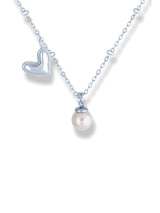Heart Charm Pearl Drop Necklace