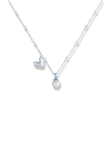Heart Charm Pearl Drop Necklace