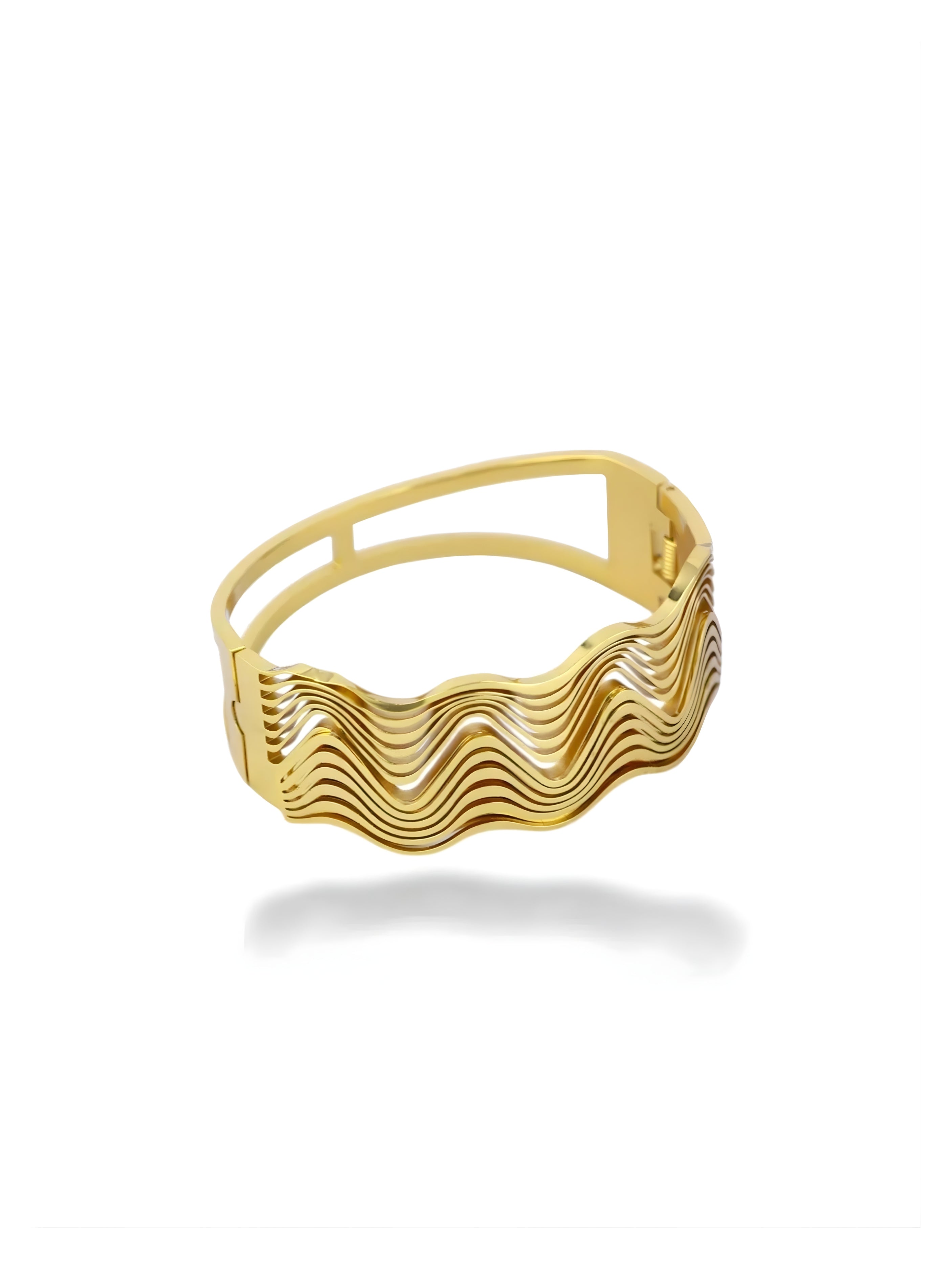 Elegant Gold Mirage Bangle with Triple Sparkle Rows