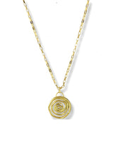 Gold Spiral Rose Pendant Necklace with Box Chain