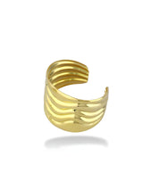 Elegant Comet Gold Wavy Wide Cuff Statement Bangle