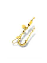 Elegant Gold Weave Chain Bracelet with Heart Charm