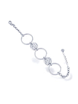 Silver Sunburst Circle Bracelet with Textured Disc Design