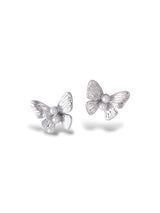 Silver Butterfly Stud Earrings with Soft Pearl