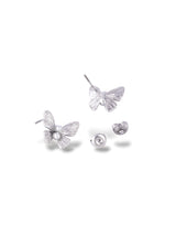 Silver Butterfly Stud Earrings with Soft Pearl