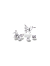 Silver Butterfly Stud Earrings with Soft Pearl