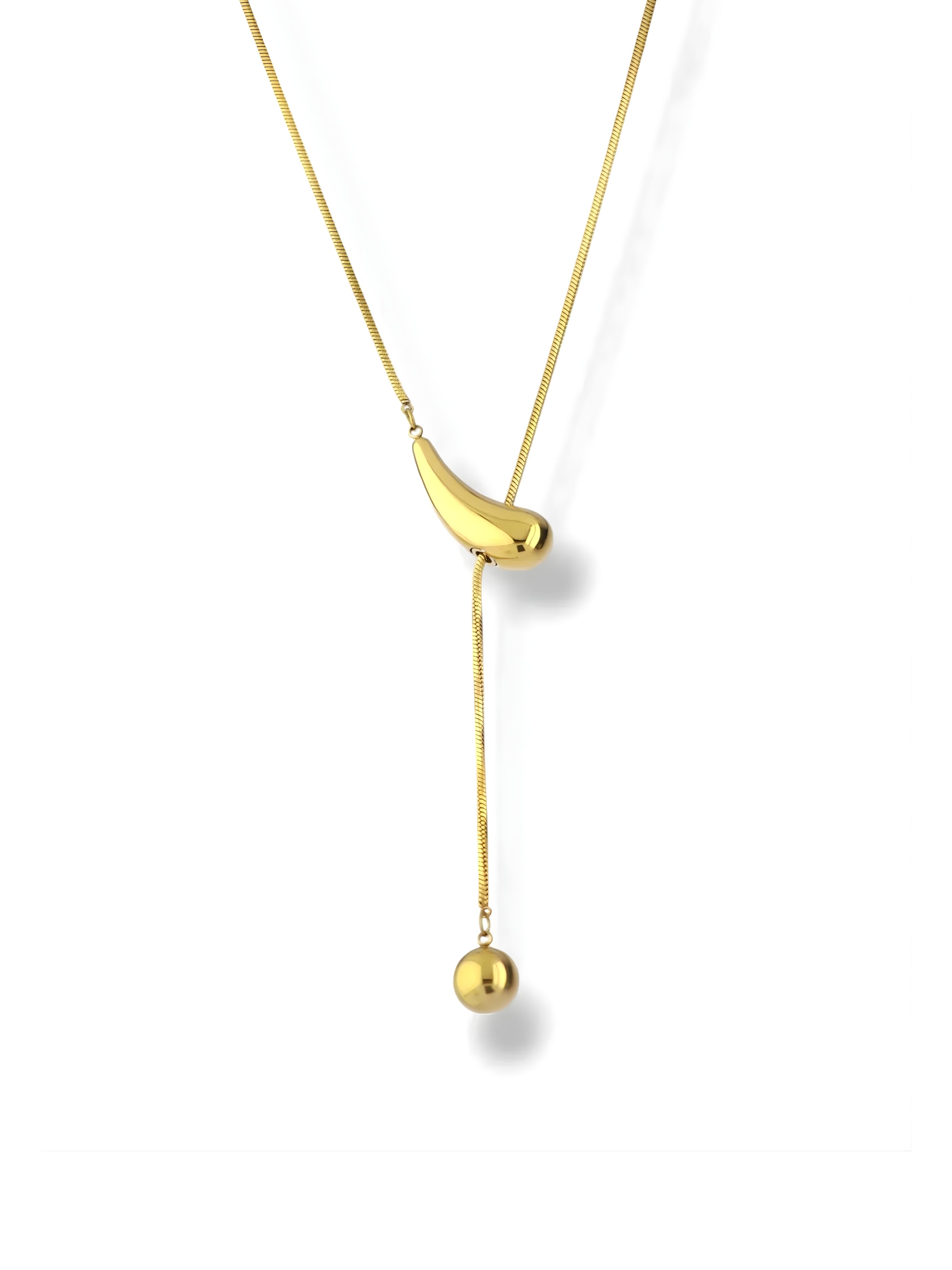 Gold Plated Water Drop Pendant Long Chain Necklace