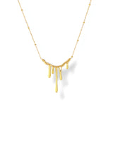 Gold Drip Pendant Necklace with Small Beaded Chain