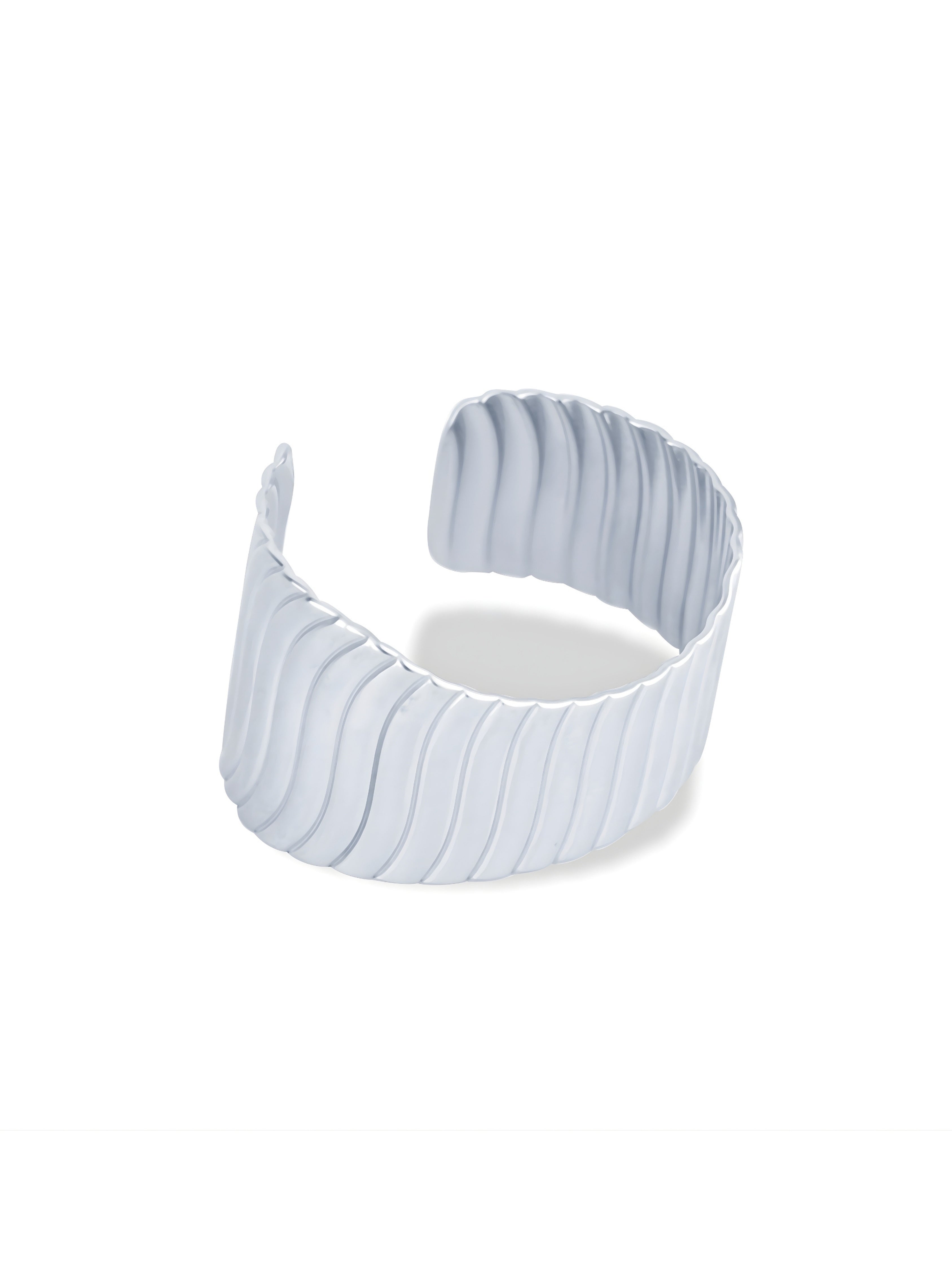 Elegant Silver Seraph Cuff Bracelet with Shiny Look