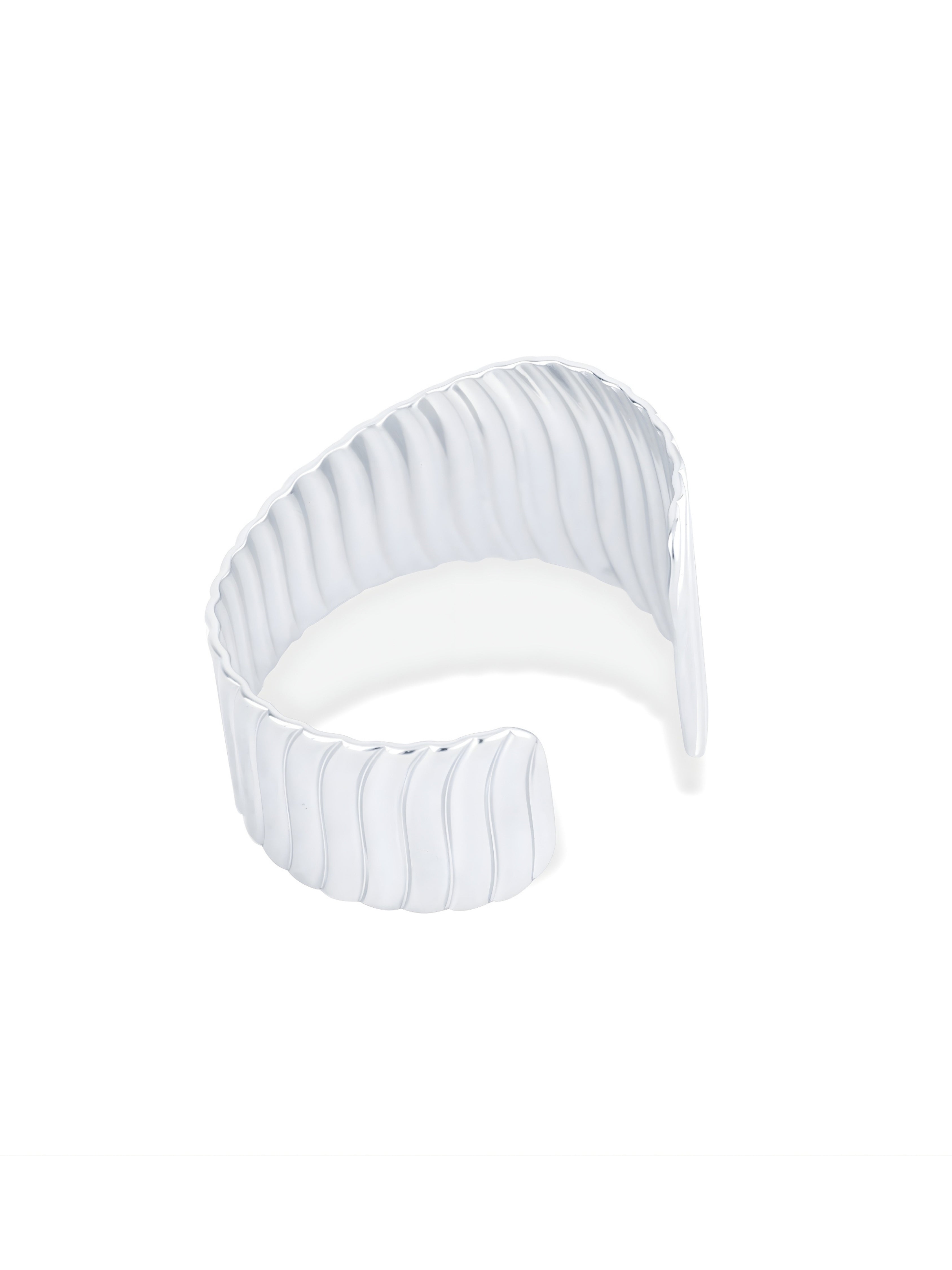 Elegant Silver Seraph Cuff Bracelet with Shiny Look