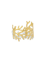 Elegant Gold Plated Laurel Leaf Open Cuff Bangle