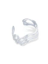 Silver Flow Wave Open Cuff Bracelet for Women