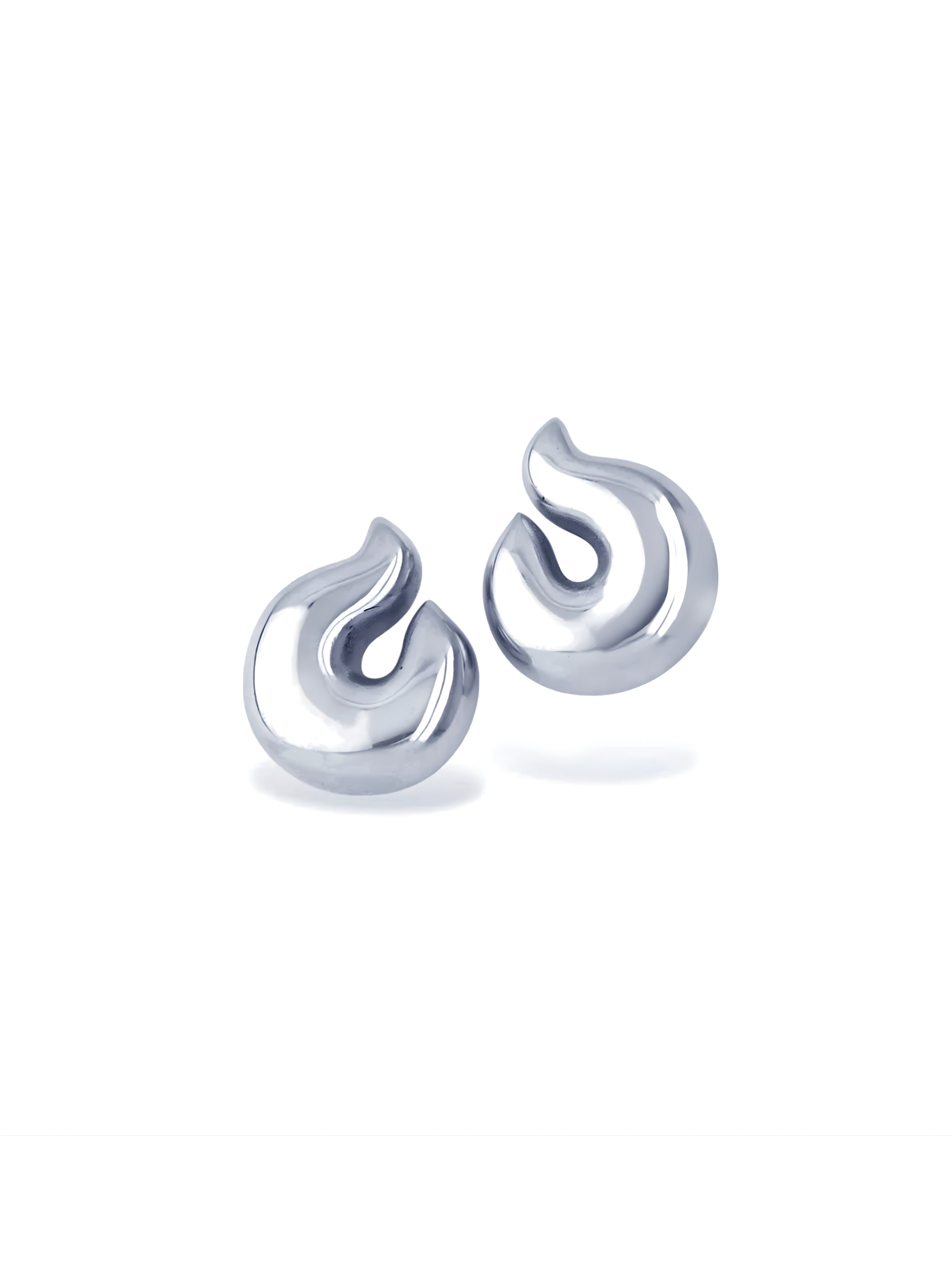 Aura Knot Silver Stud Earrings with a Smooth Modern Shape