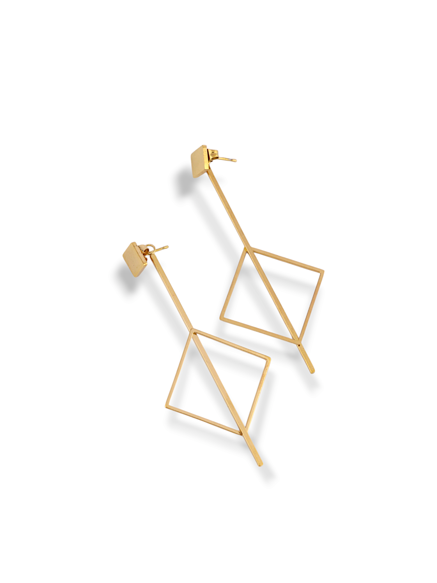 Gold Angle Dangle Earrings with Geometric Style