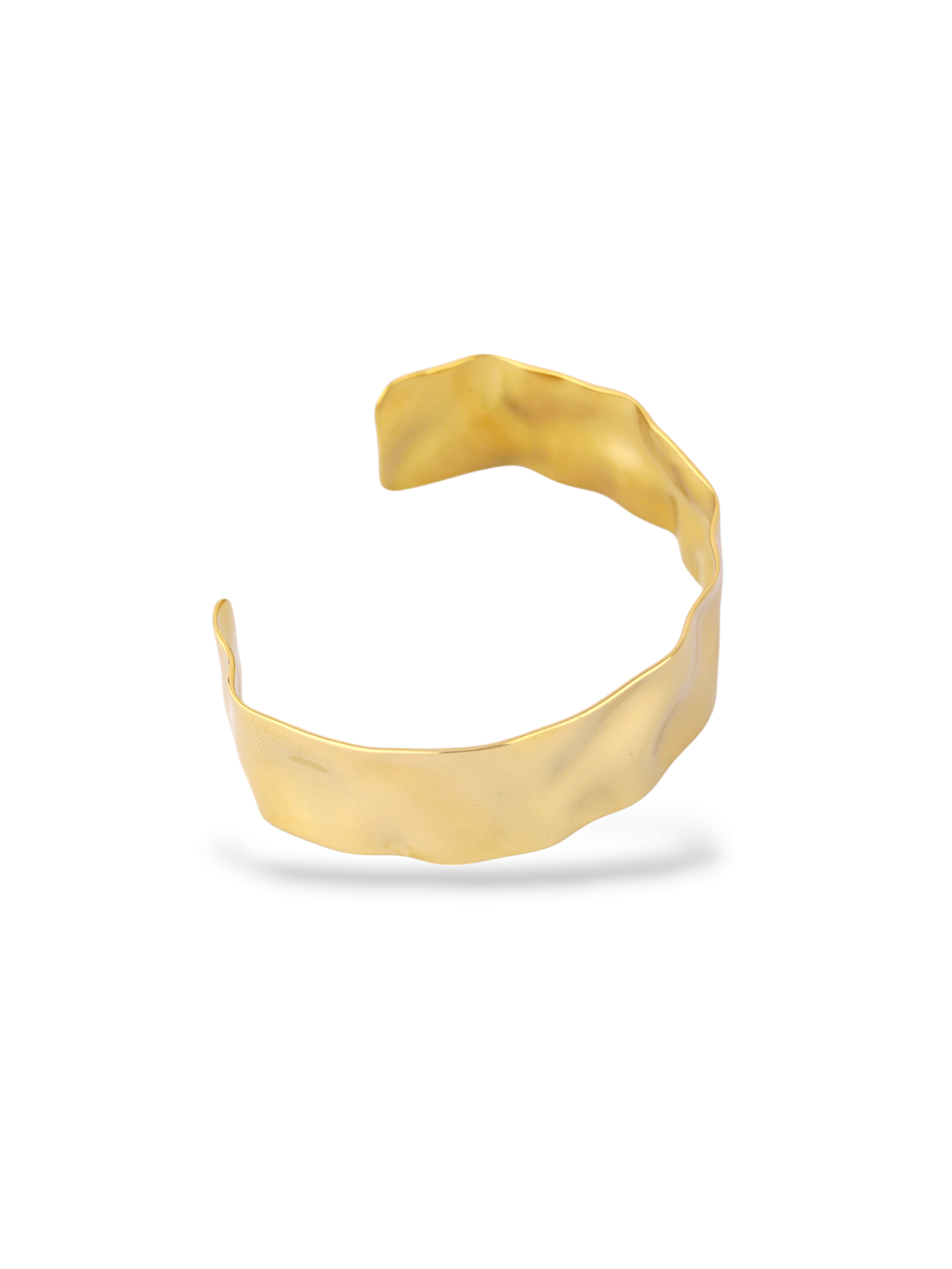 Elegant Gold Plated Aureum Textured Open Cuff Bangle