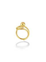 Gold Spiral Wrap Ring With Polished Round Bead