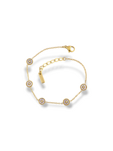 White Stone Charm Bracelet Gold Finish