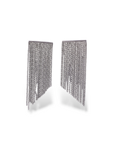 Silver Fringe Drop Earrings with Textured Flow Design