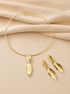 Leaf collar necklace with earrings set