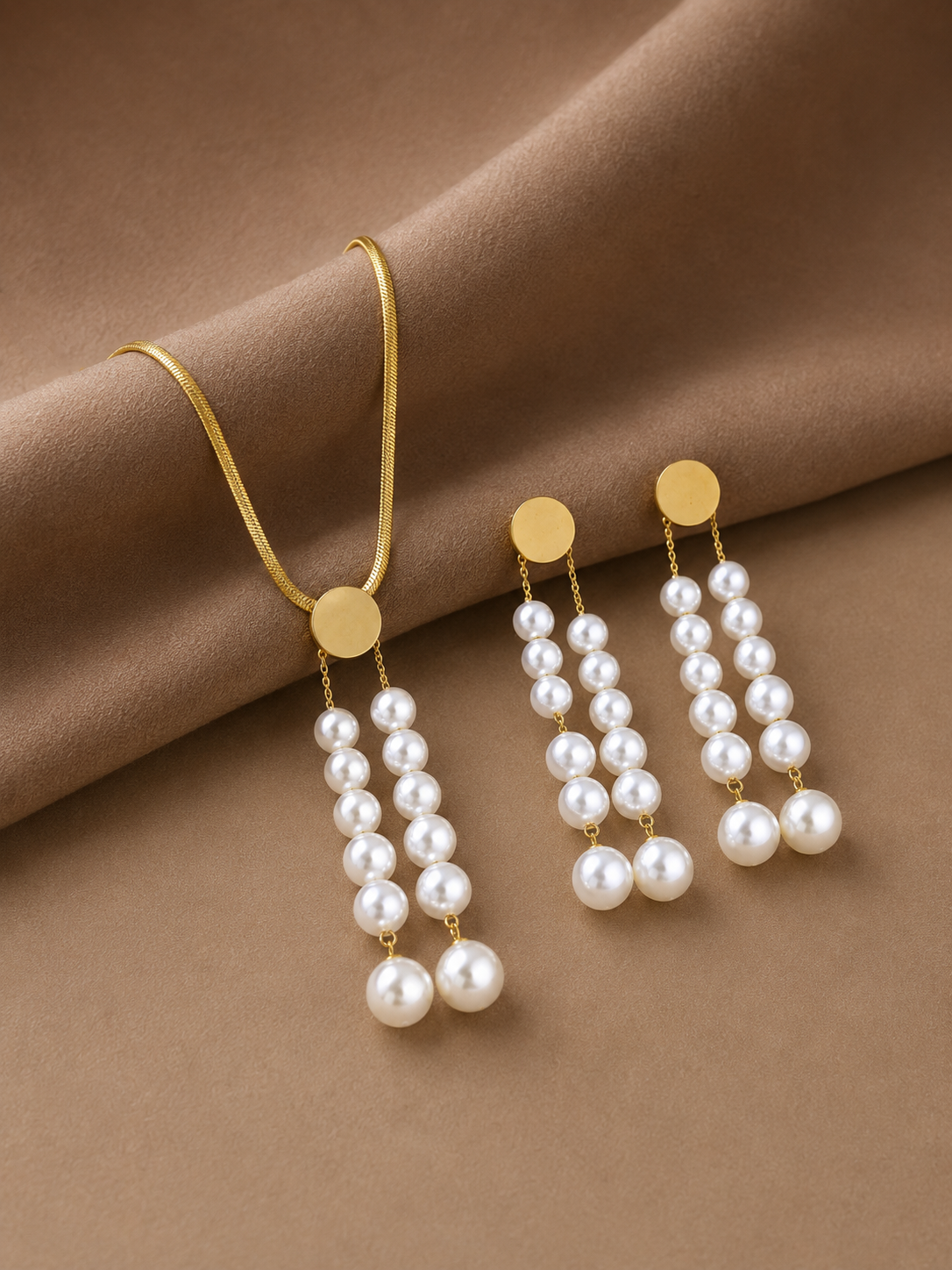 Crystal Pearl Drop Necklace and Earring Set