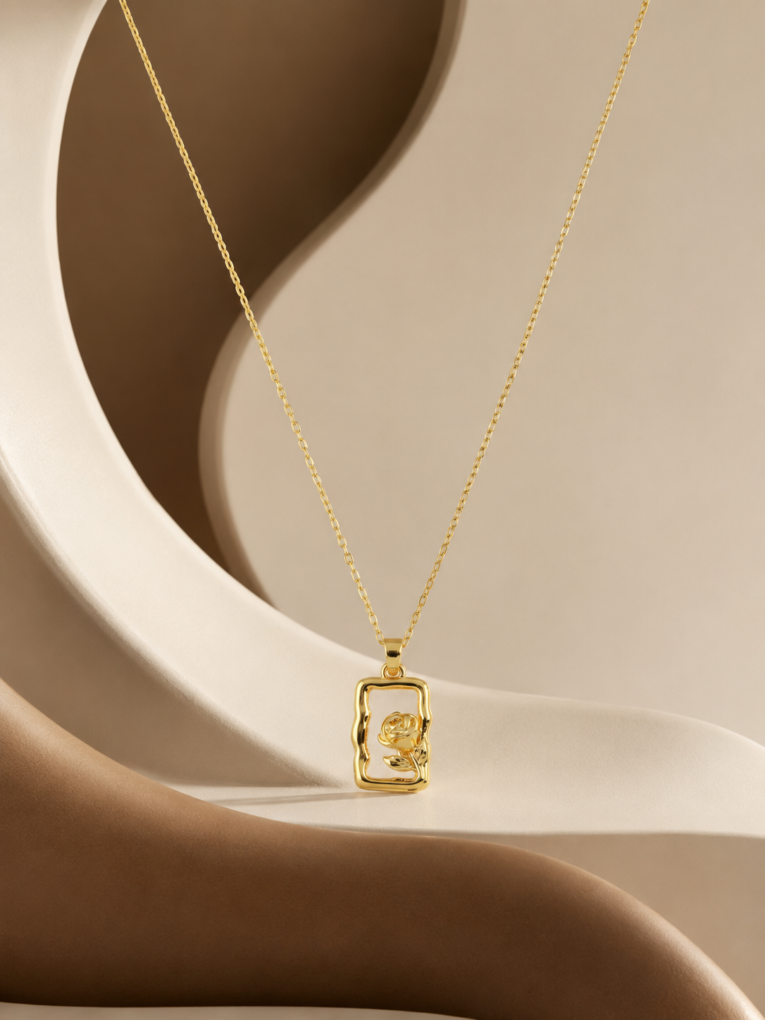 Solitary Rose Frame Pendant