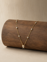 Eternal Ribbon & Pearl Station Necklace