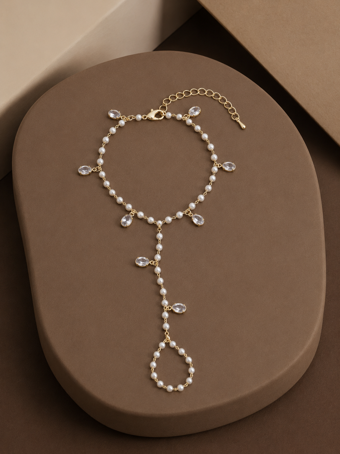 Pearl & Crystal Charm Hand Harness