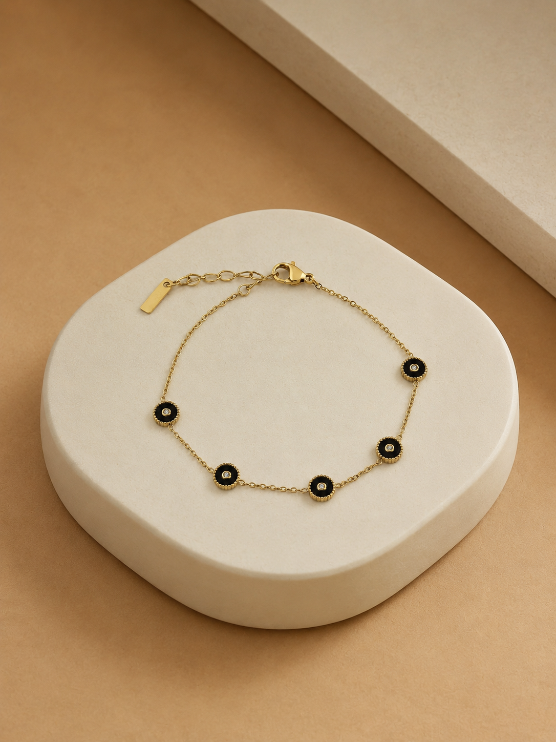 Black Stone Charm Bracelet