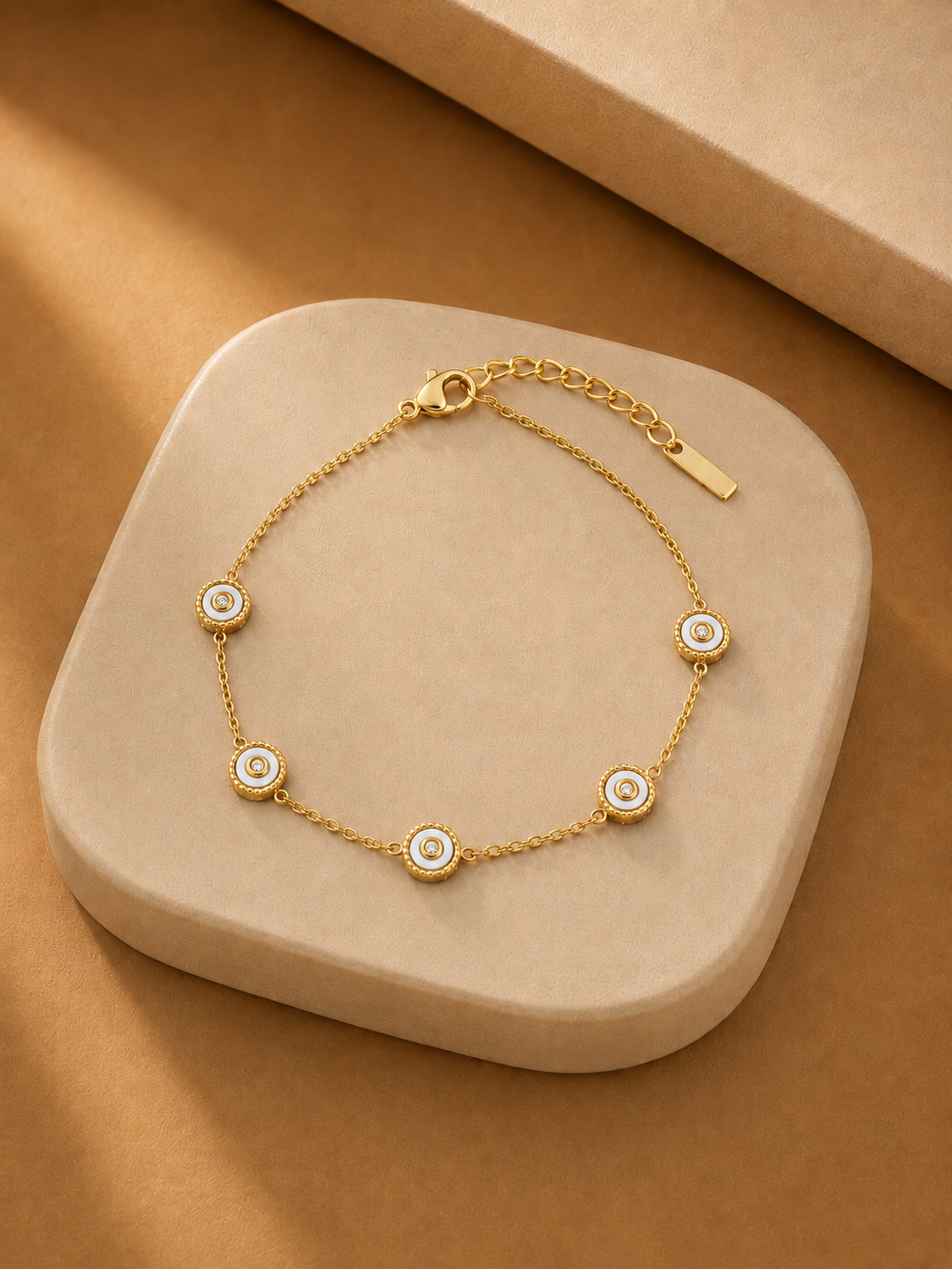 White Stone Charm Bracelet