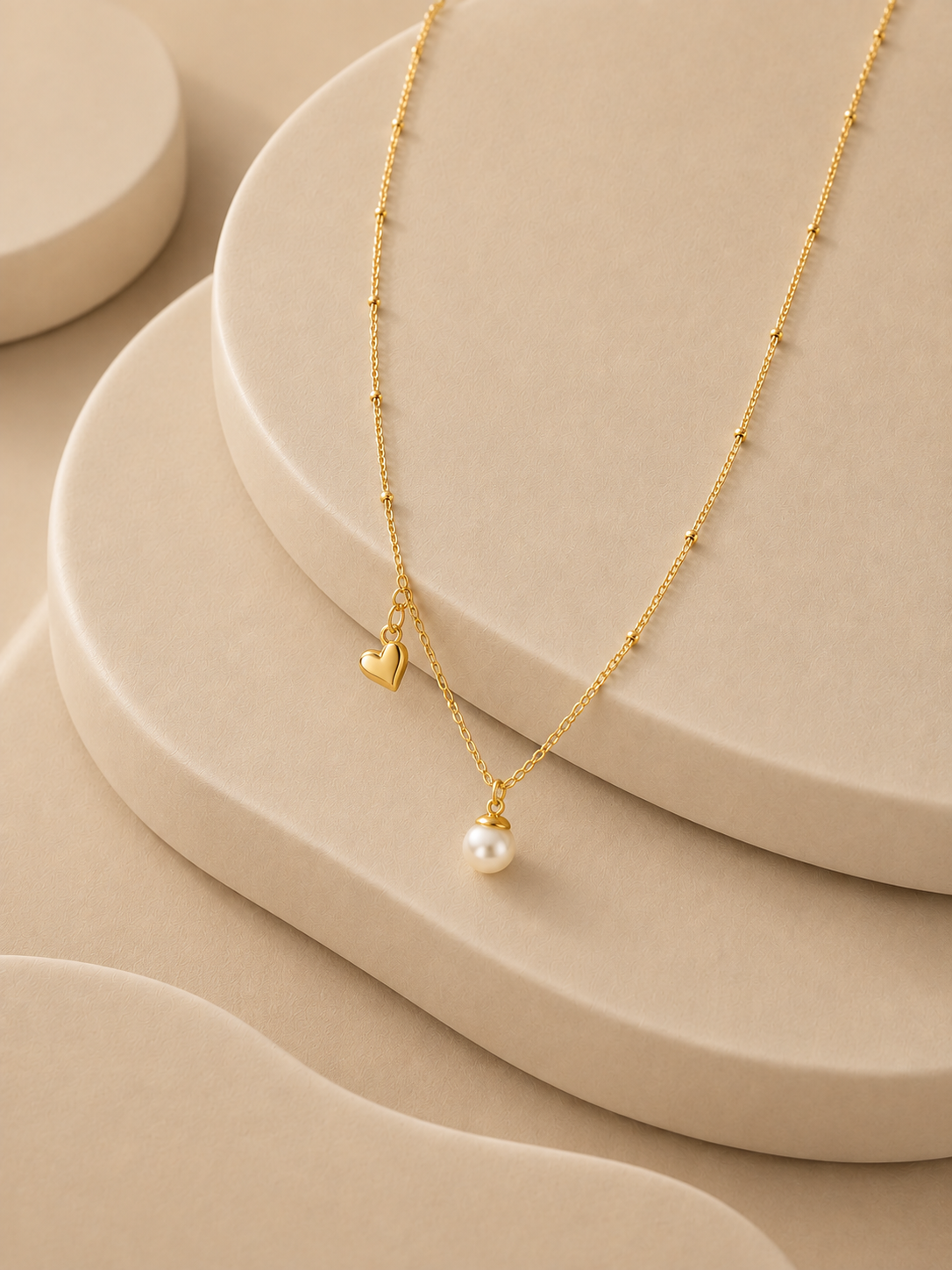 Heart And Pearl Charm Necklace