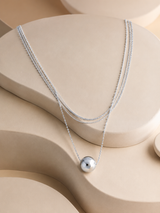 Layered Chain Necklace with Round Bead