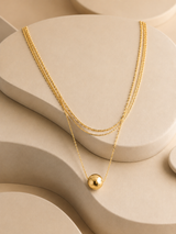 Layered Chain Necklace with Round Bead