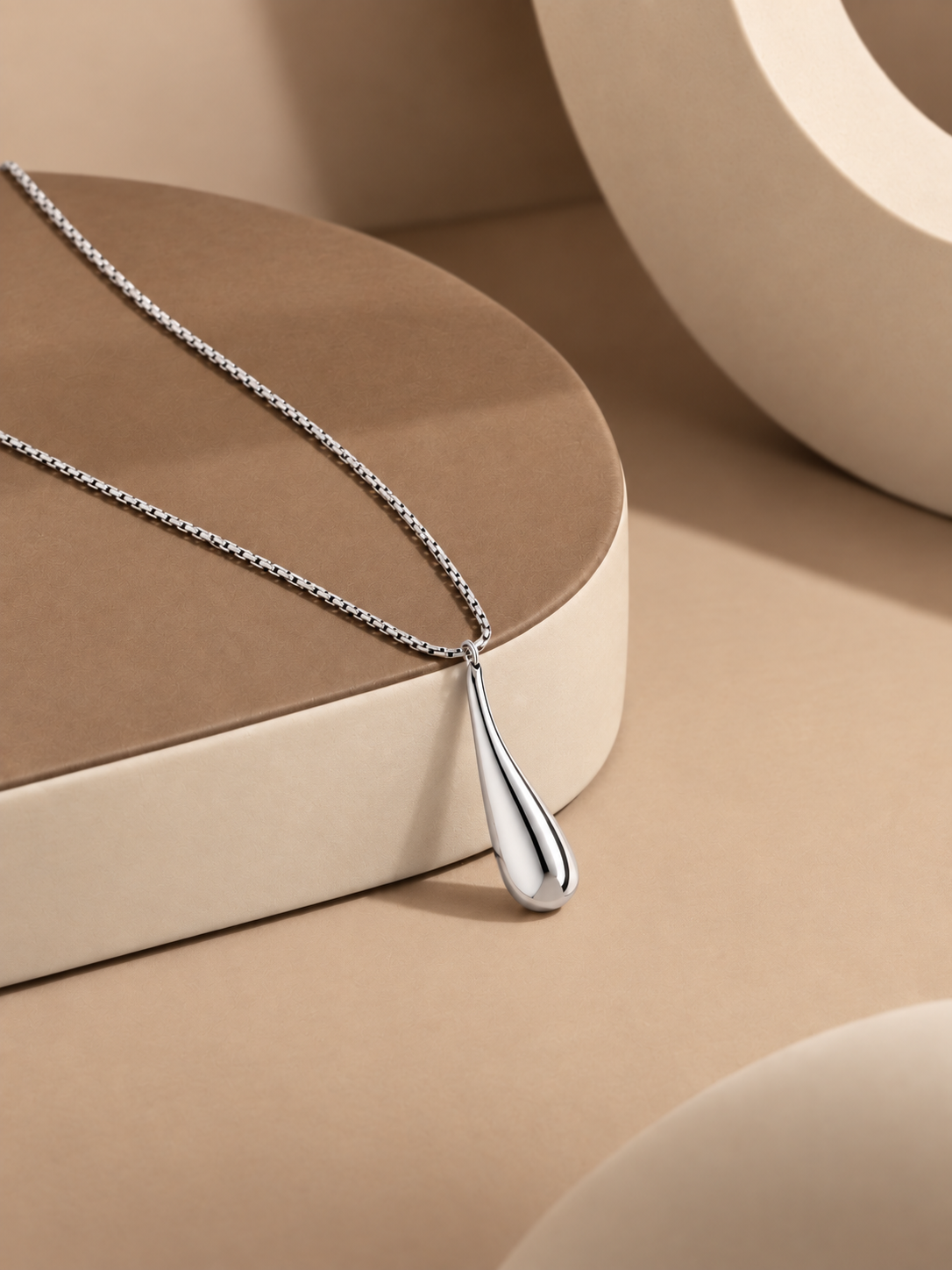 Liquid Chrome Drop Necklace