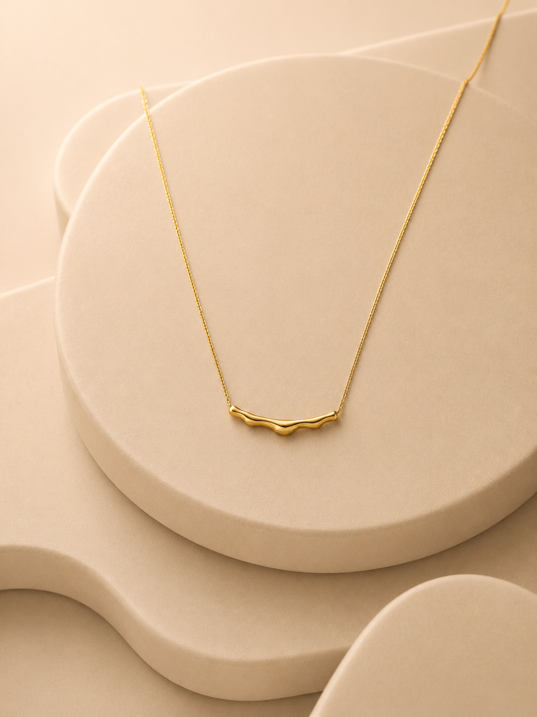 Wavy Bar Pendant Necklace