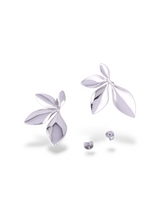 Silver Triple Leaf Stud Earrings with Polished Finish