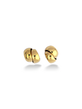 Gold Double Disc Emblem Hoop Stud Earrings for Women