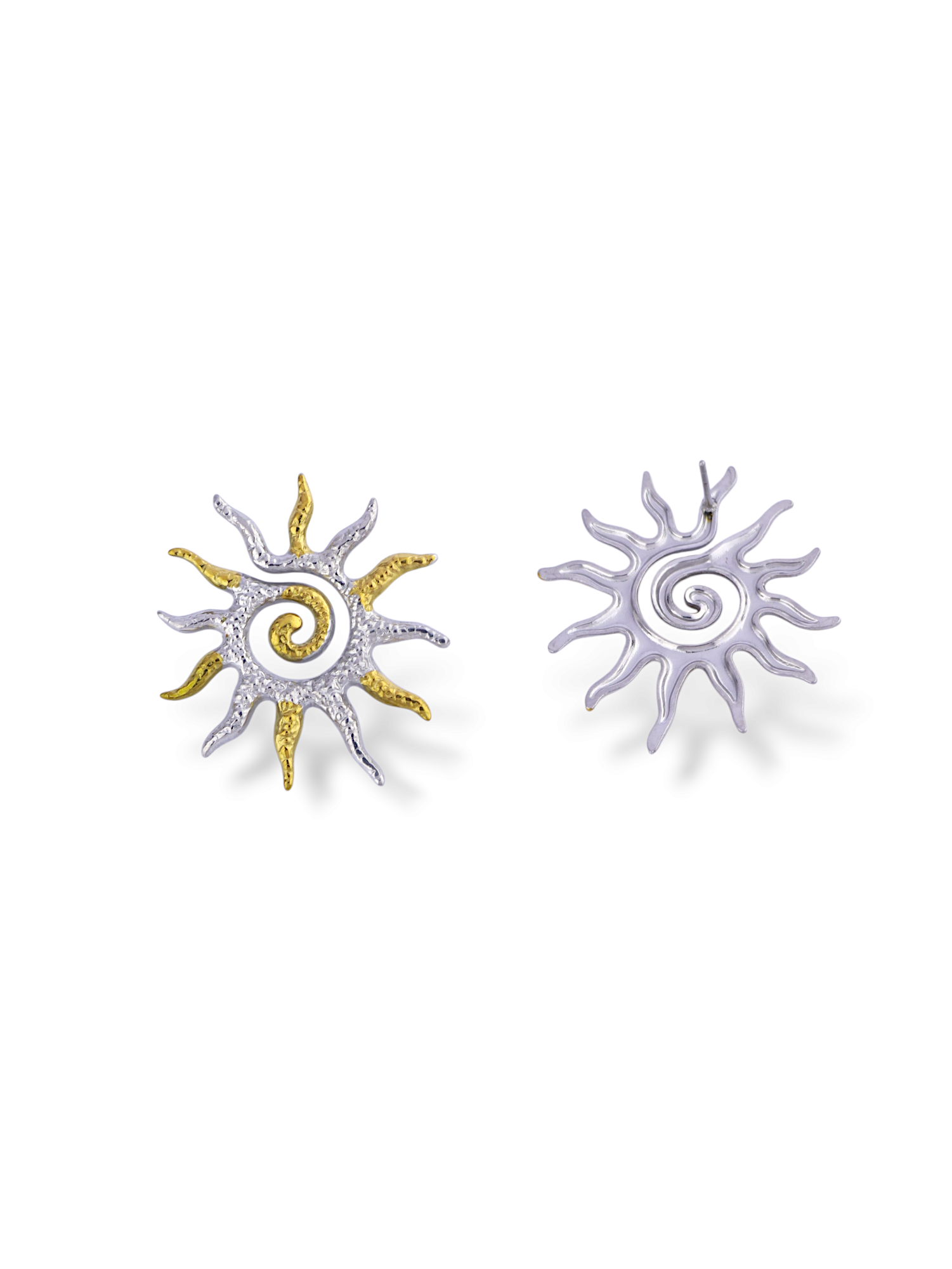 Spiral Sun Ray Stud Earrings