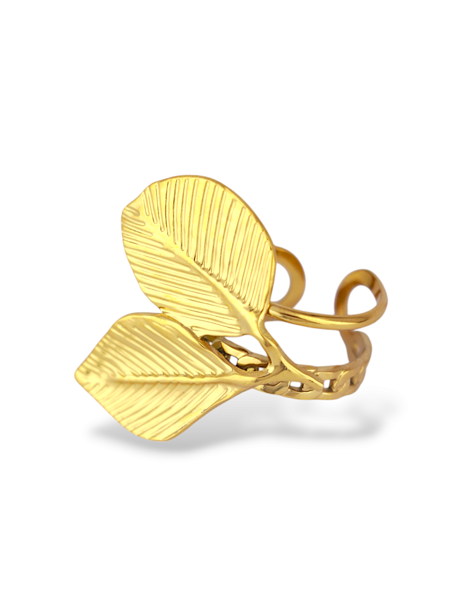 Ease Gold Leaf Ring with Soft Gold Finish