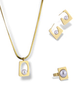 Modern Gold Frame Pearl Jewelry Set for Everyday Style