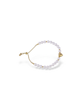 Soft Pearl Frost Bracelet with Gold Heart Charm