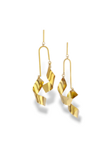 Golden Ringlets Hanging Ribbon Earrings in Gold