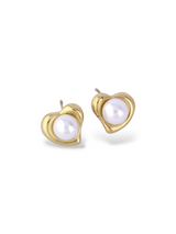 Elegant Heart Pearl Stud Earrings for Daily Wear