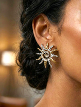 Spiral Sun Ray Stud Earrings