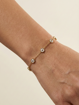 White Stone Charm Bracelet Gold Finish