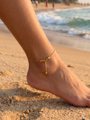Minimalist Golden Cube Anklet