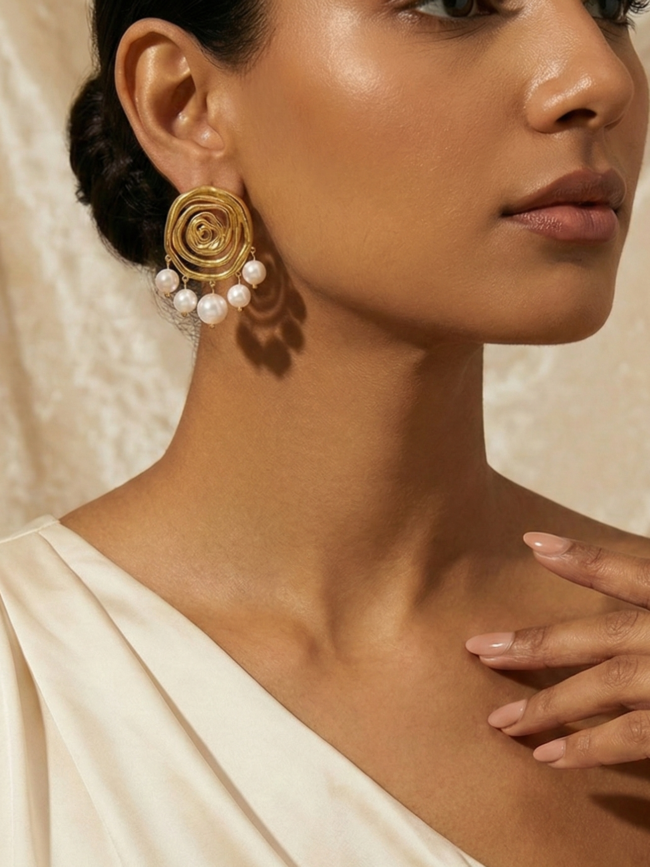 Stylish Gold Triple Disc Kairo Stud Earrings