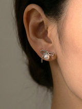 Bow Knot Pearl Stud Earrings